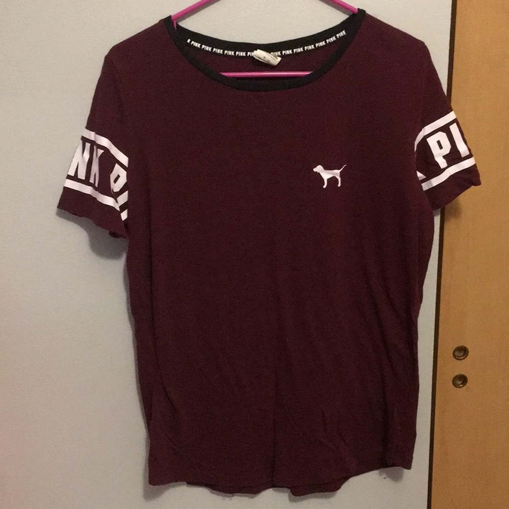 Victoria secret pink, Burgundy tee shirt - med